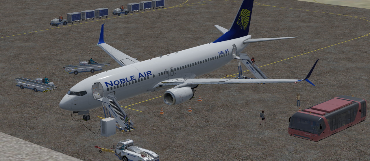 Passengers are deplaning from their Noble flight at MMSD.